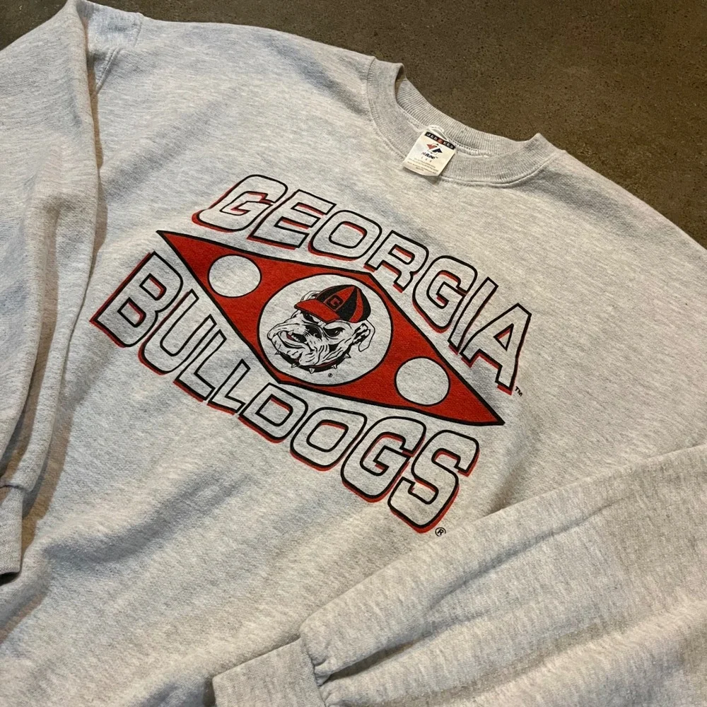 Vintage 90s Georgia Bulldogs Crewneck Men Large Gray Sweatshirt‎